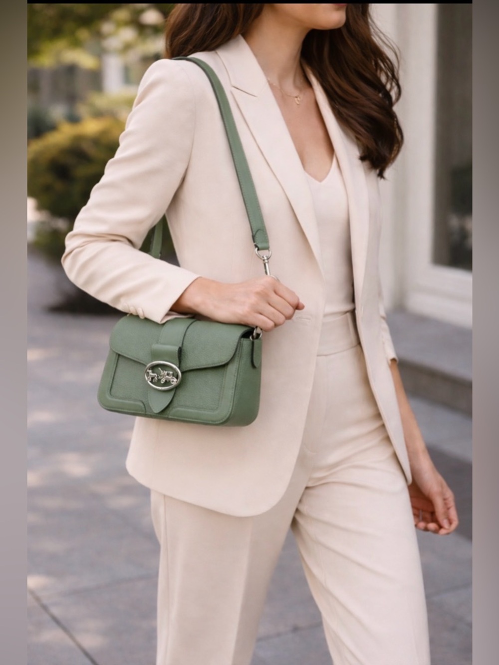 Coach green purse with silver hardware